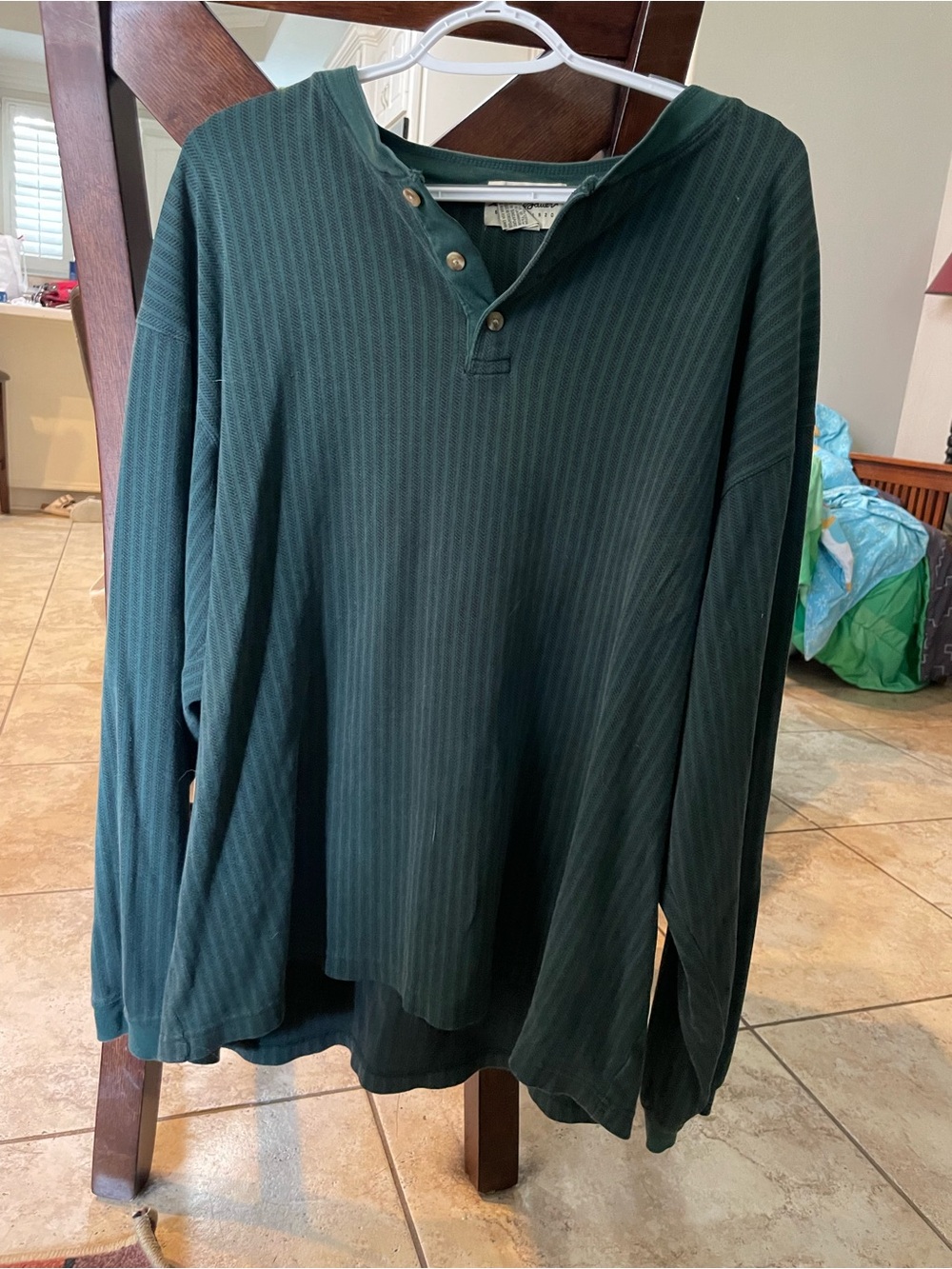 Eddie Bauer Forest Green Long Sleeve Henley Top